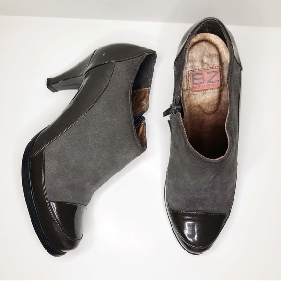 Banfi Zambrelli taupe suede heeled booties - Picture 2 of 16